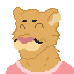 Pixel art of a mountain lion character in a pink sweater